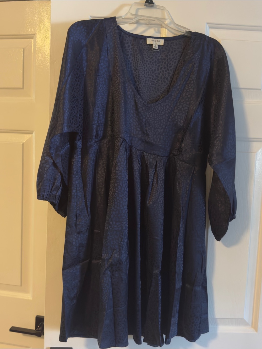 Umgee Navy Textured V-Neck Midi Dress